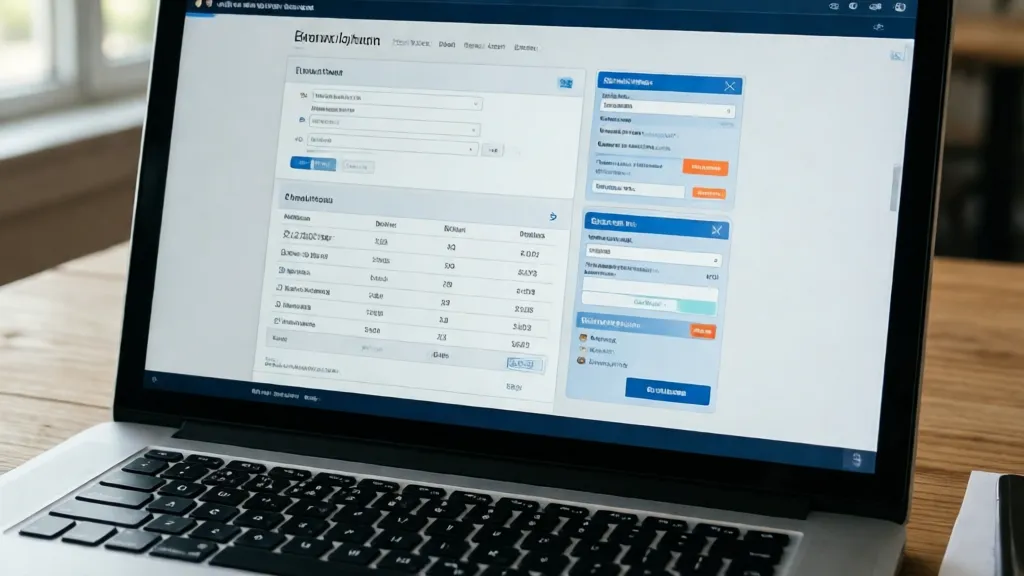 Laptop showing three-step checkout page